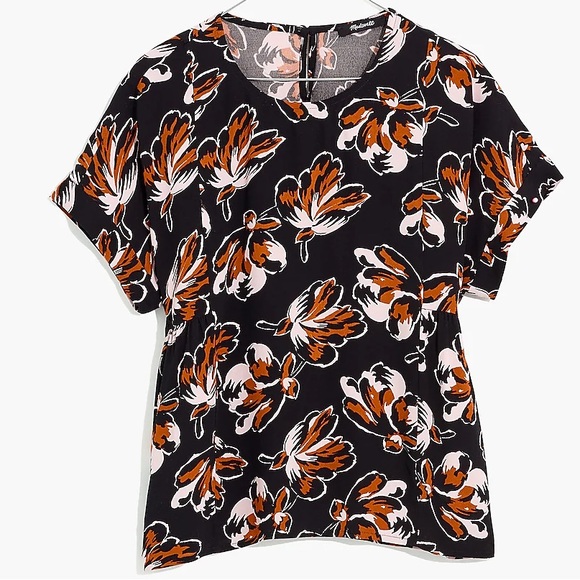 Madewell Tops - 1X - MADEWELL - Cuffed-Sleeve Shirred Top in Duskblossom NEW $68 msrp